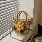 Γυναικεία υφασμένη τσάντα 2022 Νέα μόδα Χειροποίητη λοξή τσάντα σταυρού δυτικού στυλ Απλή casual τσάντα ψάθινη θέση