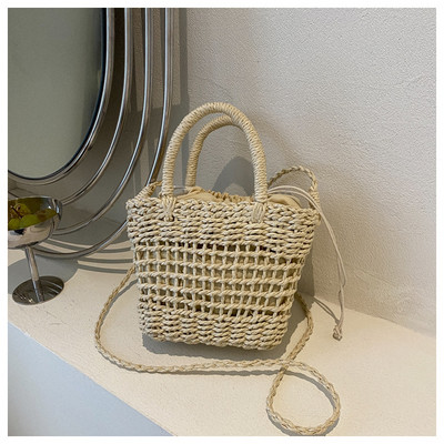 Γυναικεία υφασμένη τσάντα 2022 Νέα μόδα Χειροποίητη λοξή τσάντα σταυρού δυτικού στυλ Απλή casual τσάντα ψάθινη θέση