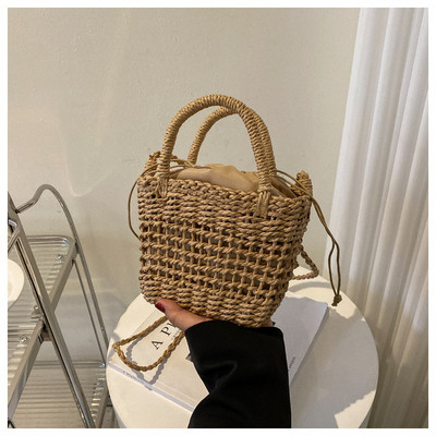 Γυναικεία υφασμένη τσάντα 2022 Νέα μόδα Χειροποίητη λοξή τσάντα σταυρού δυτικού στυλ Απλή casual τσάντα ψάθινη θέση