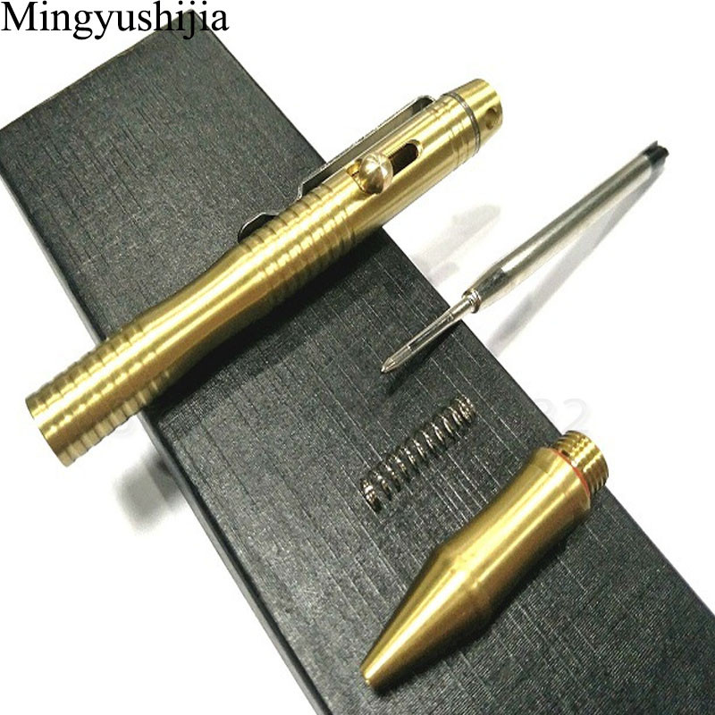 Āra taktiskais aprīkojums, ar rokām darināts misiņa skrūvju lodīšu pildspalva pašaizsardzības ieroču nometnes pārgājiena drošības izdzīvošanas multirīks