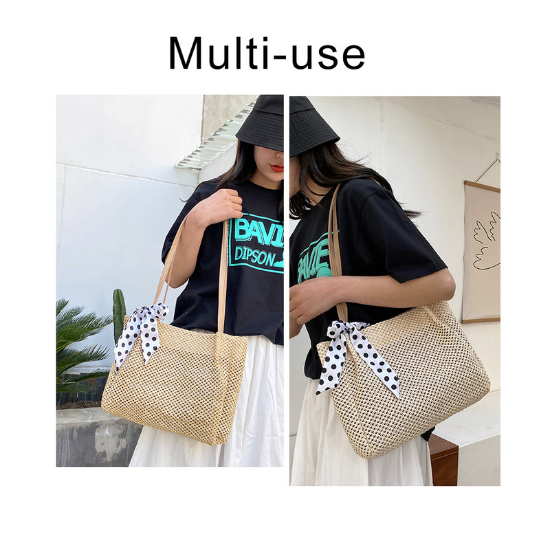 Μόδα ψάθινη γυναικεία τσάντα ώμου Rattan υφαντή χειροποίητη πλεκτή τσάντα μεγάλης χωρητικότητας Ταξίδι Bohemia Beach Crossbody Τσάντα