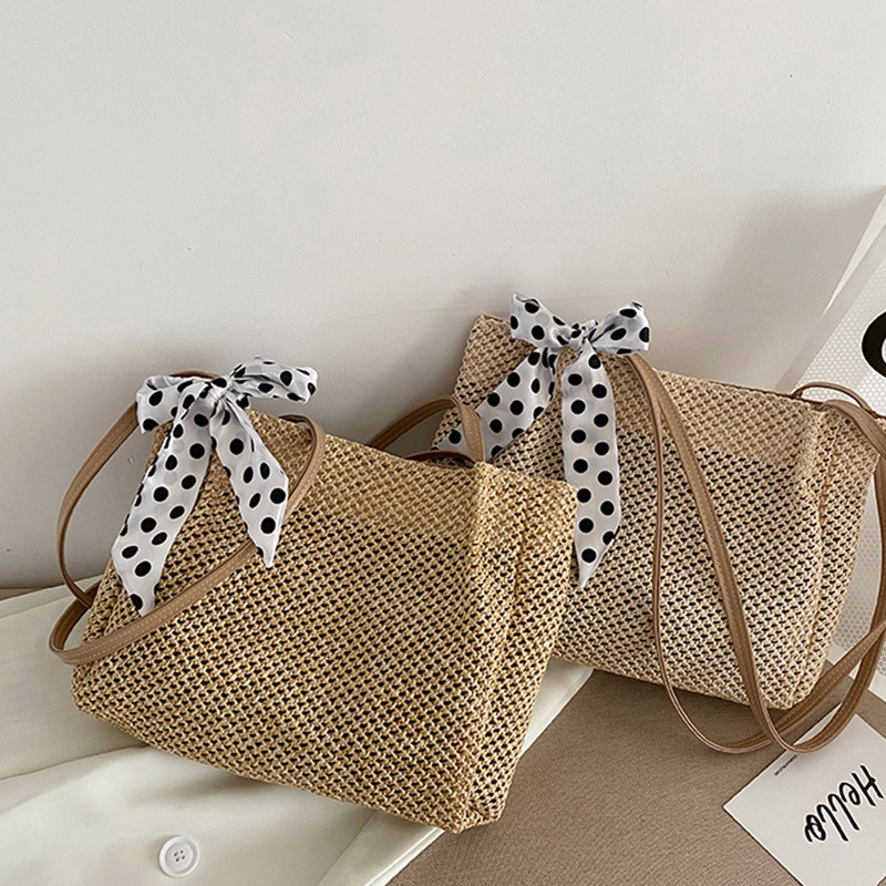 Μόδα ψάθινη γυναικεία τσάντα ώμου Rattan υφαντή χειροποίητη πλεκτή τσάντα μεγάλης χωρητικότητας Ταξίδι Bohemia Beach Crossbody Τσάντα