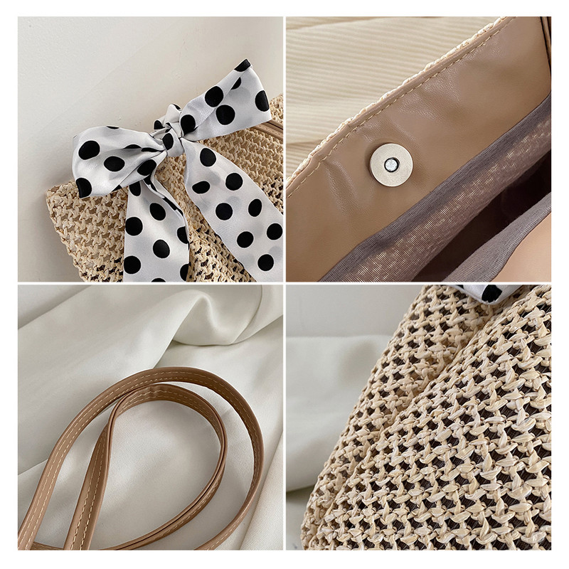 Μόδα ψάθινη γυναικεία τσάντα ώμου Rattan υφαντή χειροποίητη πλεκτή τσάντα μεγάλης χωρητικότητας Ταξίδι Bohemia Beach Crossbody Τσάντα