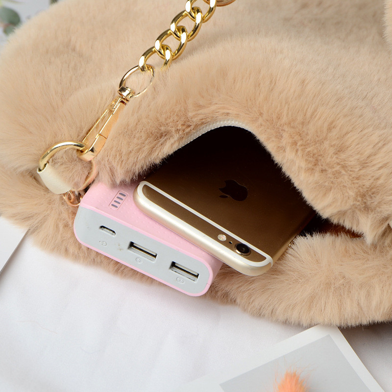 Kunstkarusnahast talvised naiste käekotid Armsad plüüsist naiste südamekujuline õlakott Armas naistele, sidur rahakott Armastus käekotid.