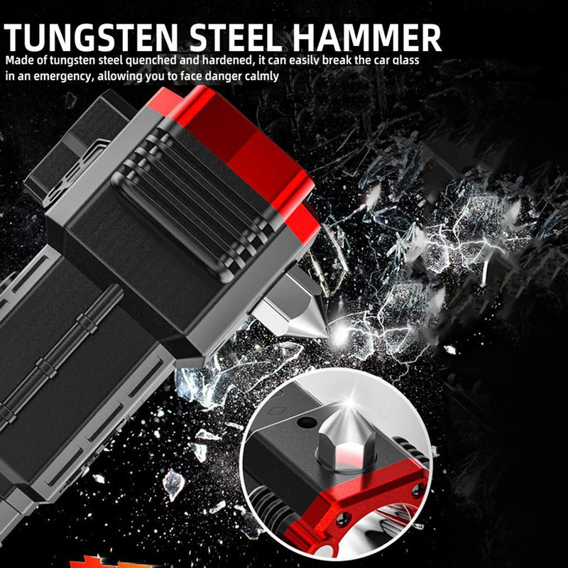 Taskulamp USB-laetav taskulamp koos vasaranoaga ellujäämiseks Power Bank Cob Led töövalgusti välikämpinguks Emergen