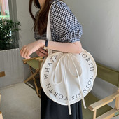 Hylhexyr naiste ümmargune õlakott Kirjaga lõuendikotid Lihtne, suure mahutavusega kaasaskantav vabaaja käekott.