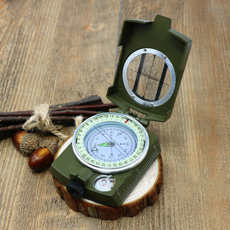 Busolă lentilă K4580, busolă prismatică multifuncțională, militară de înaltă precizie, în stil american, noapte pentru drumeții în camping în aer liber