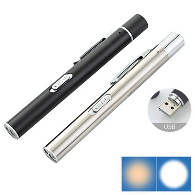 Pen Clip Light USB Recharge Pen Lamp Handy Medical Flashlight Protable Outdoor Camping Emergency Mini Pocket Led Flashlights