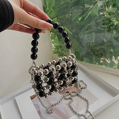 Μίνι μαργαριταρένια τσάντα Κομψή γυναικεία χειροποίητη τσάντα με χάντρες Γυναικεία αξεσουάρ κραγιόν ώμου Πορτοφόλι Βραδινό γαμήλιο πάρτι Μαργαριτάρι τσάντες