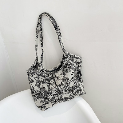 Keskkonnasõbralik riidest õlakott naistele 2021. aasta lõuendiprint Väike ruudukujuline käekott Naistele Paks pärlkettkott reisimiseks Crossbody