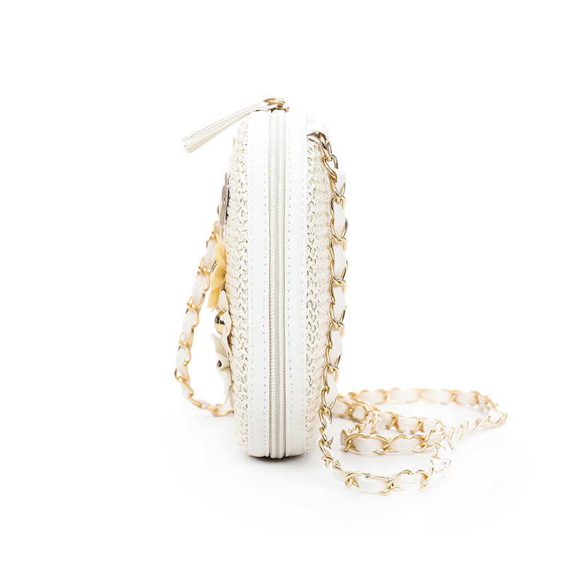 2018 Hot Sale Γυναικεία Καλοκαιρινή Τσάντα ώμου Μίνι Ψάθινη Τσάντα Παραλίας Τσάντες χιαστί με αλυσίδα λουλουδιών Tote για γυναίκες Sac Bandouliere Femme