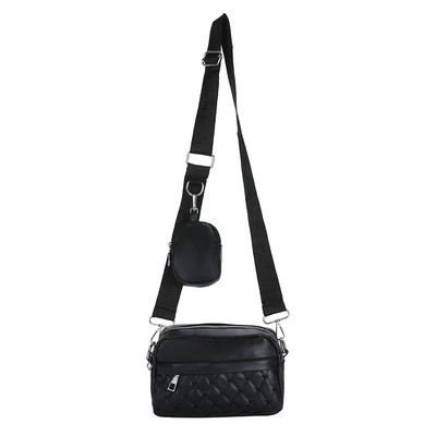 Naiste Crossbody kotid 2-ühes Moodne õlakott Rombimustriga nahast reguleeritava rihmaga kombineeritud komplekt Naiste rahakott