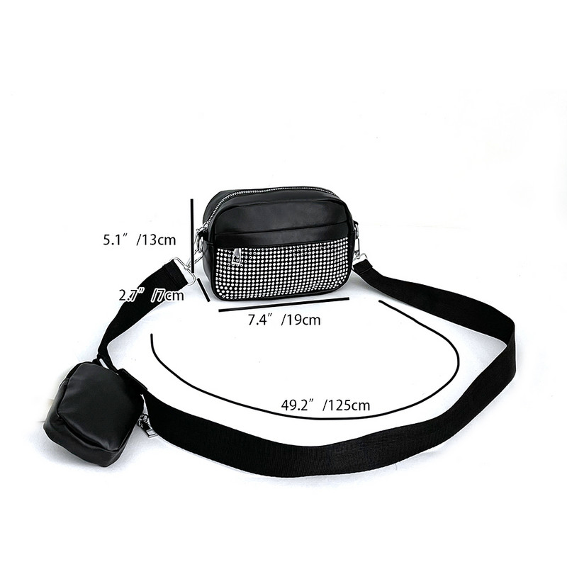 Naiste Crossbody kotid 2-ühes Moodne õlakott Rombimustriga nahast reguleeritava rihmaga kombineeritud komplekt Naiste rahakott