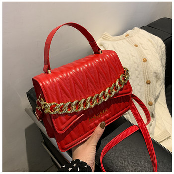 Дамски чанти Луксозен дизайн Дамска чанта през рамо от PU кожа Малка едноцветна дамска чанта през рамо Ежедневна дамска чанта