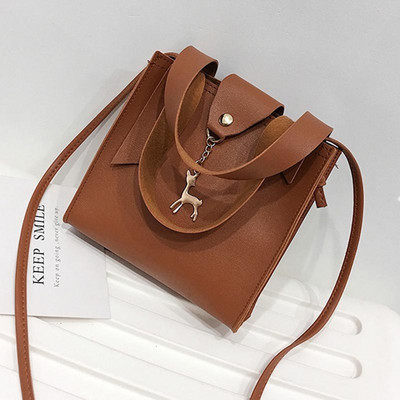 Uus mood naiste PU-nahast käekotid Väike kandiline õlakott Naistele Deer Decor Crossbody kotid Lady Messenger Bag Sac A Main