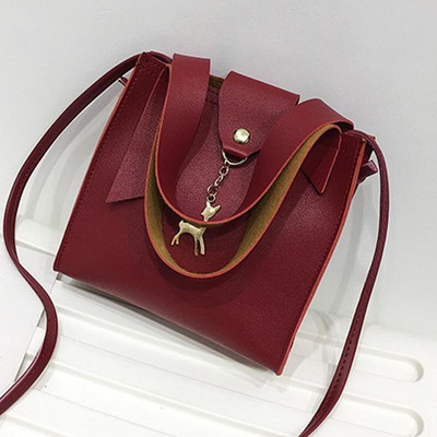 Uus mood naiste PU-nahast käekotid Väike kandiline õlakott Naistele Deer Decor Crossbody kotid Lady Messenger Bag Sac A Main