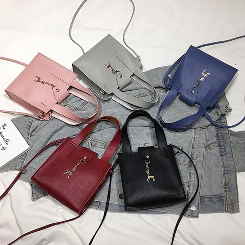 Νέα μόδα γυναικείες δερμάτινες τσάντες PU Μικρή τετράγωνη τσάντα ώμου Γυναικεία ελάφια διακοσμητικά χιαστί Τσάντες Lady Messenger Τσάντα Sac A Main