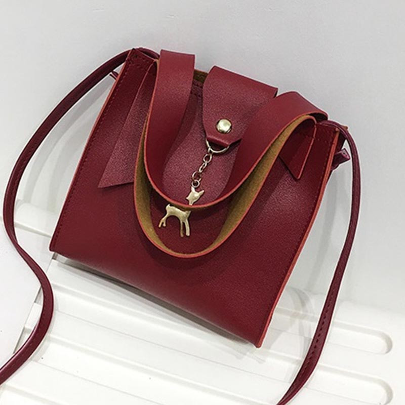 Νέα μόδα γυναικείες δερμάτινες τσάντες PU Μικρή τετράγωνη τσάντα ώμου Γυναικεία ελάφια διακοσμητικά χιαστί Τσάντες Lady Messenger Τσάντα Sac A Main