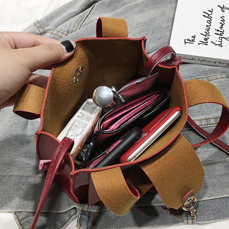 Νέα μόδα γυναικείες δερμάτινες τσάντες PU Μικρή τετράγωνη τσάντα ώμου Γυναικεία ελάφια διακοσμητικά χιαστί Τσάντες Lady Messenger Τσάντα Sac A Main