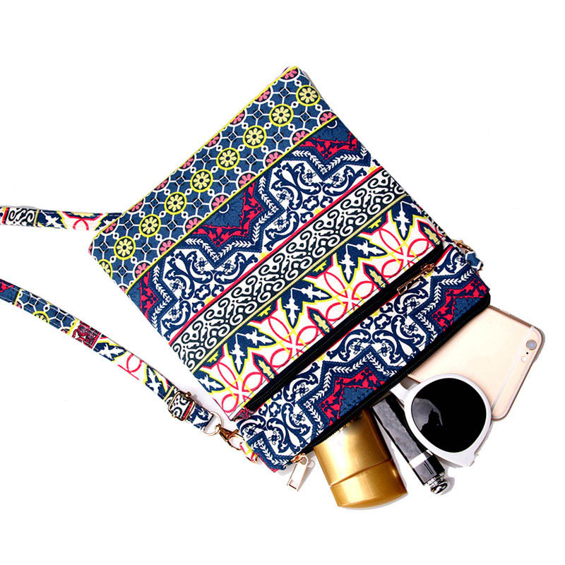 Μόδα χιαστί τσάντες για γυναίκες Casual γυναικεία τσάντα ώμου Γυναικεία δερμάτινη τσάντα PU Vintage λουλούδια εκτύπωση για κορίτσια Τσάντες Bolsas