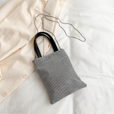 Τσάντες ώμου Pure Solid Chain Rhinestone Κομψές γυναικείες casual μικρές τσάντες τσάντες τσάντες ελεύθερου χρόνου για γυναίκες