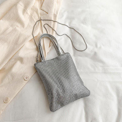 Τσάντες ώμου Pure Solid Chain Rhinestone Κομψές γυναικείες casual μικρές τσάντες τσάντες τσάντες ελεύθερου χρόνου για γυναίκες