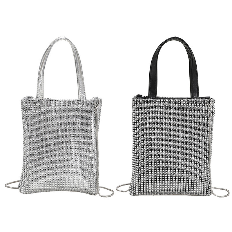 Τσάντες ώμου Pure Solid Chain Rhinestone Κομψές γυναικείες casual μικρές τσάντες τσάντες τσάντες ελεύθερου χρόνου για γυναίκες