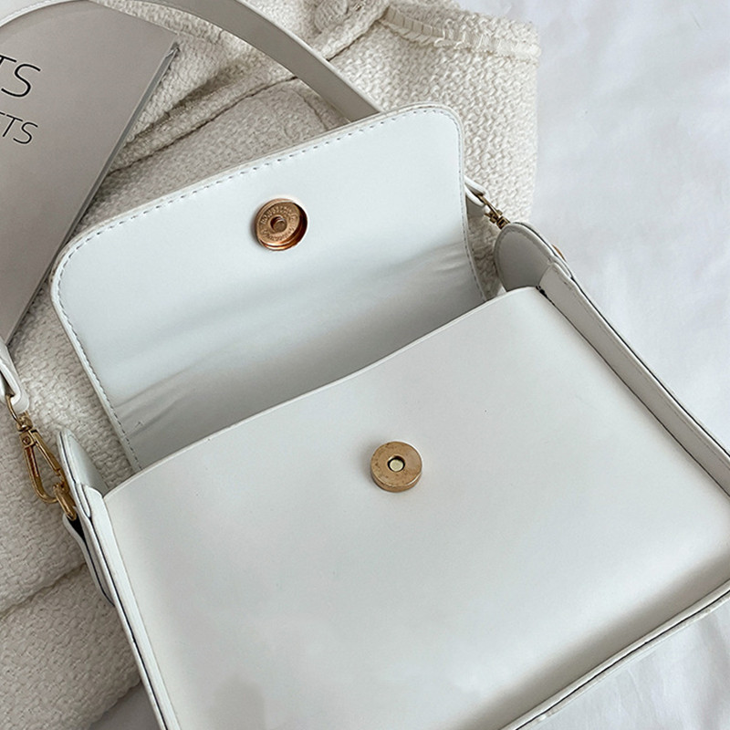 Stiilsed lihtsad väikesed klapiga õlakotid naistele Ühevärvilised Pu-nahast käekott Clutch Lady Crossbody rahakott käekott