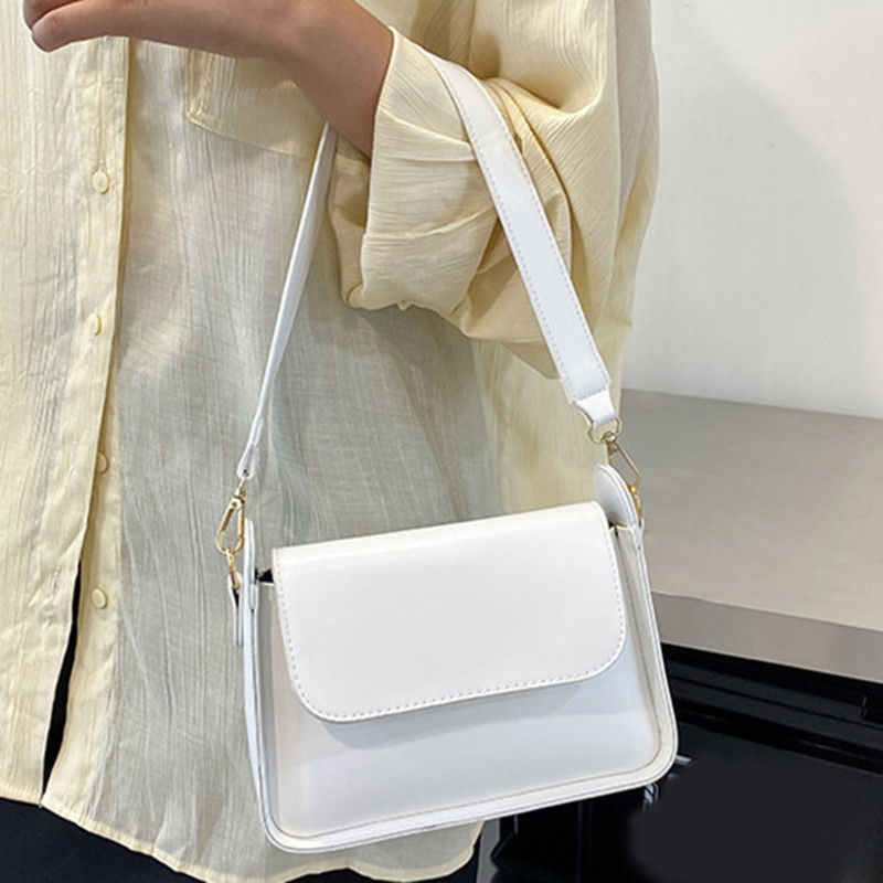 Stiilsed lihtsad väikesed klapiga õlakotid naistele Ühevärvilised Pu-nahast käekott Clutch Lady Crossbody rahakott käekott