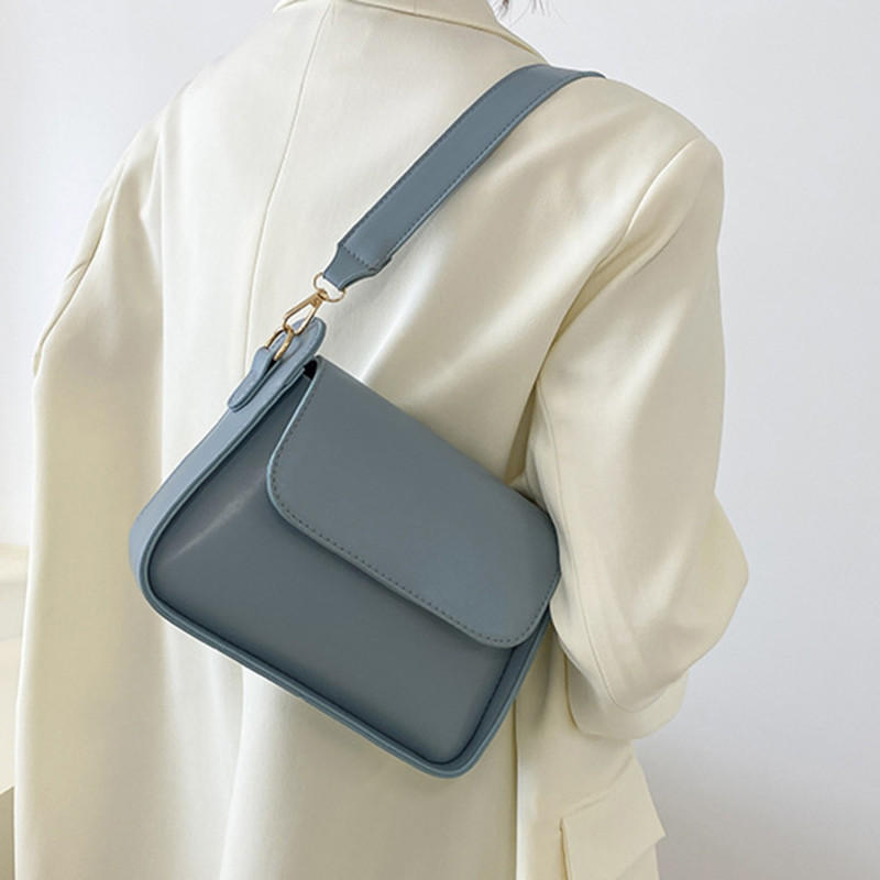 Stiilsed lihtsad väikesed klapiga õlakotid naistele Ühevärvilised Pu-nahast käekott Clutch Lady Crossbody rahakott käekott