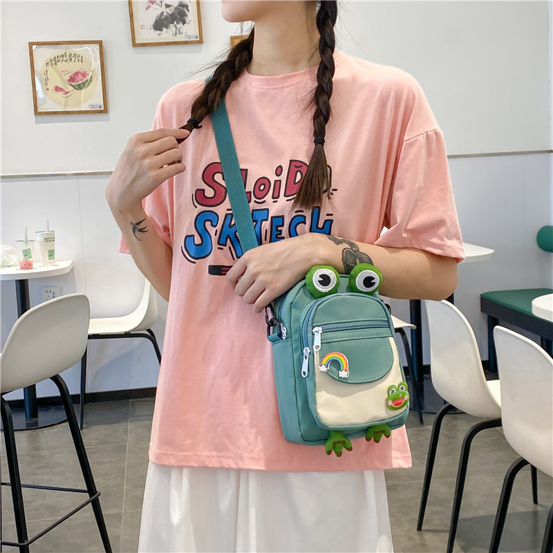 Χαριτωμένη τσάντα βάτραχος Αστεία κινούμενα σχέδια για κορίτσι τσάντα Casual Messenger Τσάντα στήθους Unisex Τσάντα χιαστί ώμου Nylon γυναικεία τσάντα