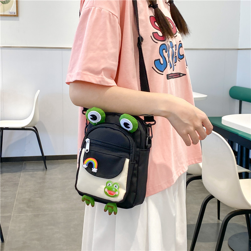 Χαριτωμένη τσάντα βάτραχος Αστεία κινούμενα σχέδια για κορίτσι τσάντα Casual Messenger Τσάντα στήθους Unisex Τσάντα χιαστί ώμου Nylon γυναικεία τσάντα