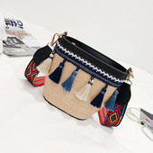 Τσάντες με φούντα Γυναικείες τσάντες 2019 Vintage Γυναικείες τσάντες παραλίας ψάθινες τσάντες έθνικ στυλ Κορδέλα Tassel Beach Messenger Τσάντες Sac Θηλυκό