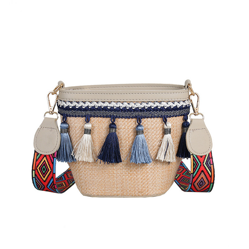 Τσάντες με φούντα Γυναικείες τσάντες 2019 Vintage Γυναικείες τσάντες παραλίας ψάθινες τσάντες έθνικ στυλ Κορδέλα Tassel Beach Messenger Τσάντες Sac Θηλυκό