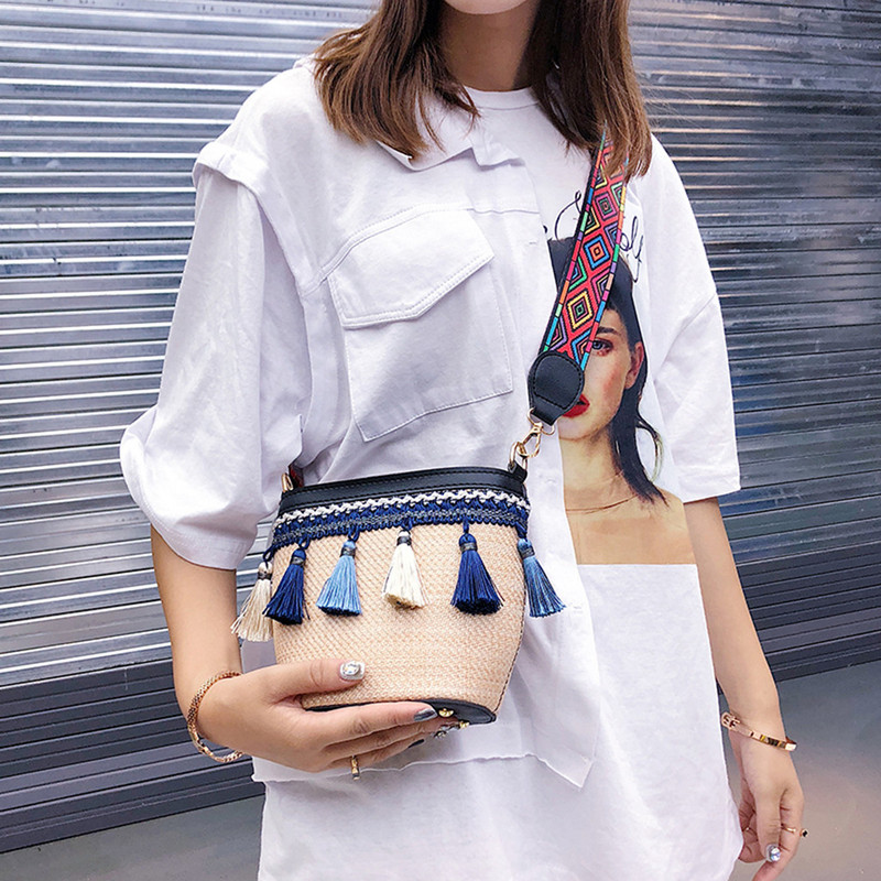 Τσάντες με φούντα Γυναικείες τσάντες 2019 Vintage Γυναικείες τσάντες παραλίας ψάθινες τσάντες έθνικ στυλ Κορδέλα Tassel Beach Messenger Τσάντες Sac Θηλυκό