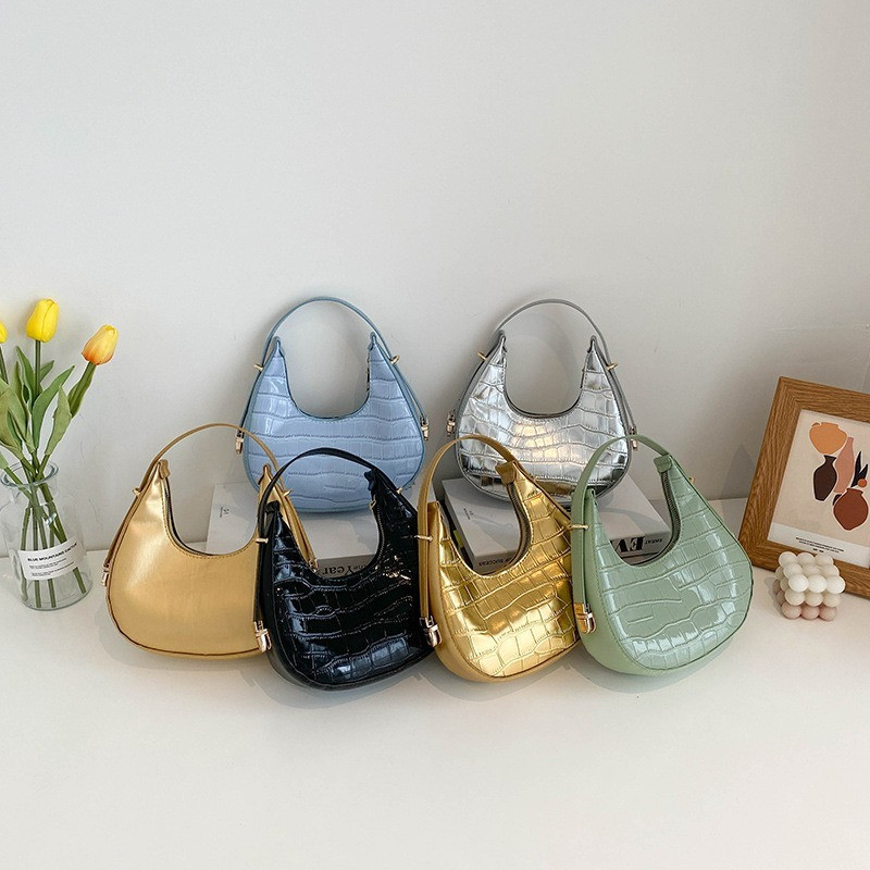 Hot PU δερμάτινες γυναικείες τσάντες πολυτελείας σχεδιαστές τσάντες 2022 μόδας Vintage με διπλό φερμουάρ Half Moon Crescent Hobos Shoulder Bag