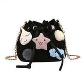 Μόδα 2018 Γυναικείες τσάντες με κορδόνι με κουβάς Καμβάς Τσάντα ώμου μονή μεταλλική αλυσίδα για κορίτσι Casual Messenger Τσάντες String Γυναικεία τσάντα Sac