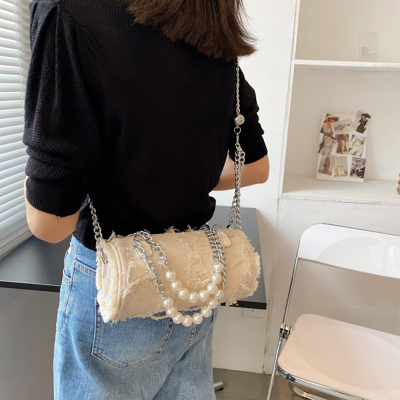 Τσάντα ώμου υψηλής ποιότητας Γυναικεία Pearl Chain Chain Τσάντα 2022 Νέα μόδα τσάντα χειρός Hot-seller Τσάντα χειρός Messenger Τσάντα κυλίνδρου