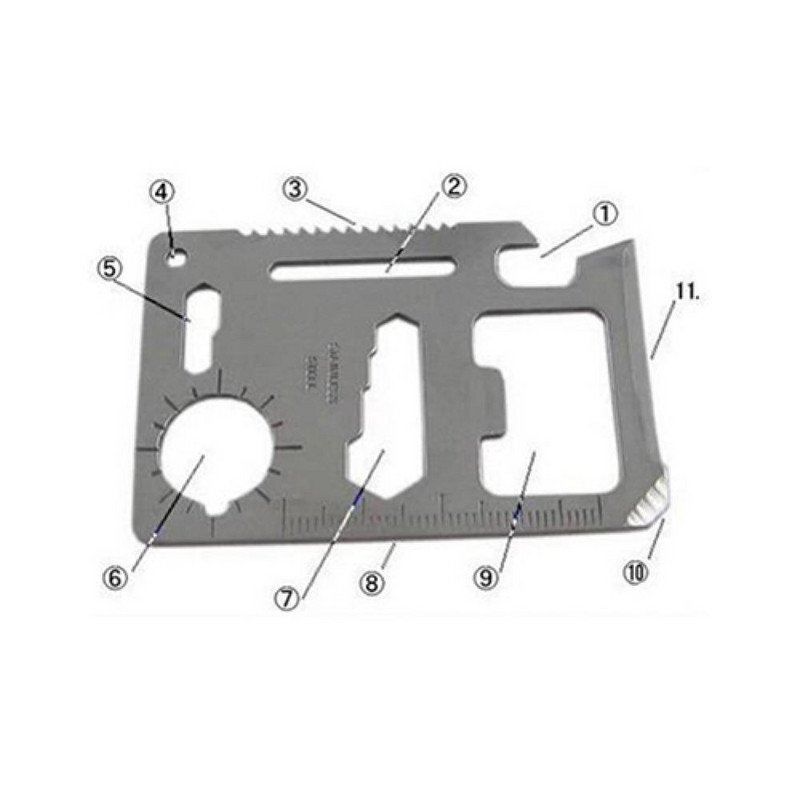 11 az 1-ben zsebszerszámos kártyakés vadászat túlélő kemping katonai többfunkciós kártyakés