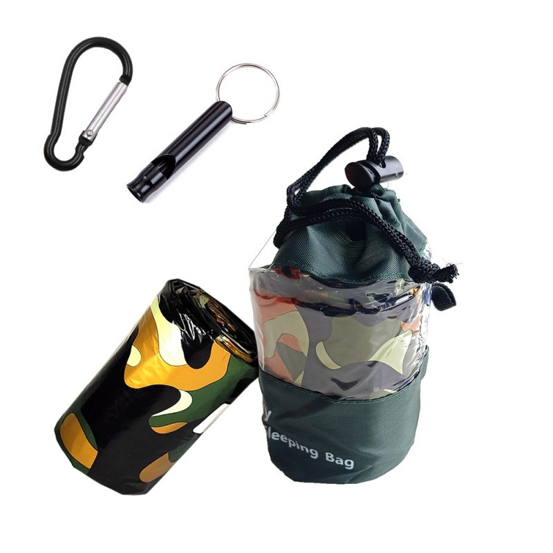 Hädaabi termiline telkimine matkamine magamiskott vile õues paar FistAids seiklus magammistekk PET-kilest kamuflaažimatt