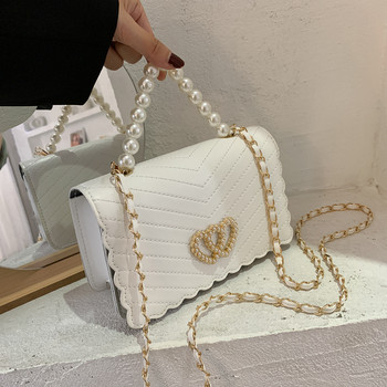 Нова 2021 модна дамска дамска чанта от PU кожа с перли, елегантна дамска луксозна дизайнерска пазарска чанта през рамо чанта през рамо за момичета