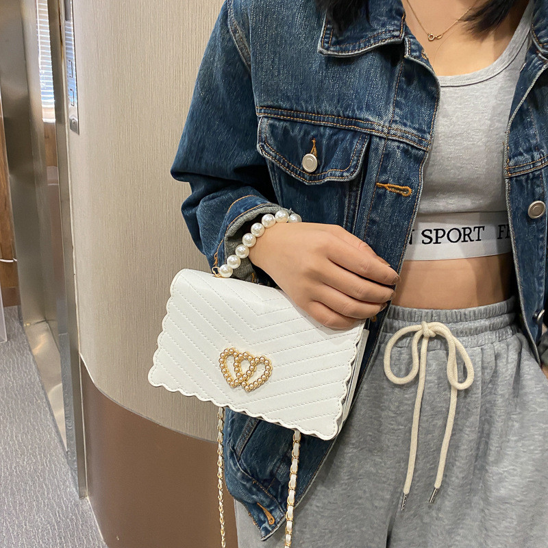 Geantă de mână cu perle din piele PU pentru femei, la modă 2021, elegantă, de designer de lux pentru femei