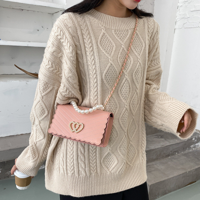 Geantă de mână cu perle din piele PU pentru femei, la modă 2021, elegantă, de designer de lux pentru femei