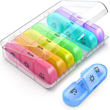 Weekly Pill Organizer 3 φορές την ημέρα, BUG HULL Daily Medicine Organizer Φορητό κουτί χαπιών 7 ημερών με μεγάλα διαμερίσματα υγρασία