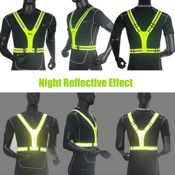 Ανακλαστικό γιλέκο ασφαλείας ζώνης αναπνεύσιμο νυχτερινή ορατότητα γιλέκο νέον για τρέξιμο Sports Fitness Glow Jacket Φωτεινή ζώνη γιλέκου @40