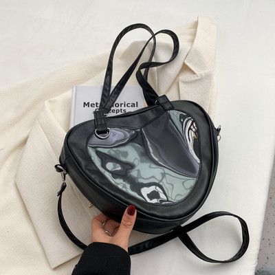 Модните жени обичат прозрачна чанта през рамо във формата на сърце PVC прозрачна дамска дамска чанта за момичета под мишниците Ежедневна ежедневна чанта за пътуване Totes Портмоне