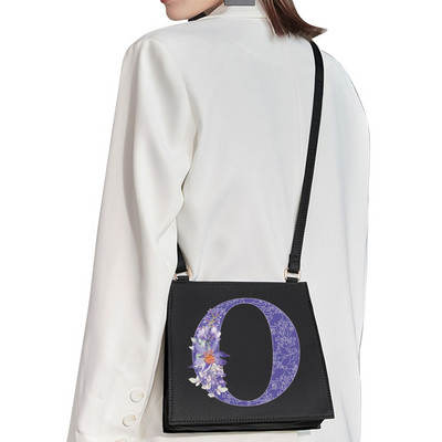 2022 Fashion Woman Brand Purple Flower Commuter Geantă de umăr Nume inițial Literă Model Imprimare Geantă Square Doamnelor Basic Tote Bag