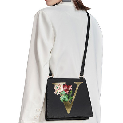 2022 Fashion Woman Μάρκα Golden Flower Commuter Τσάντα ώμου Αρχικό όνομα Μοτίβο γράμματος Τσάντα εκτύπωσης Τετράγωνη Γυναικεία Basic Tote Bag
