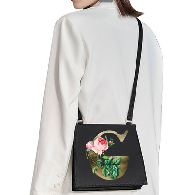 2022 Fashion Woman Μάρκα Golden Flower Commuter Τσάντα ώμου Αρχικό όνομα Μοτίβο γράμματος Τσάντα εκτύπωσης Τετράγωνη Γυναικεία Basic Tote Bag
