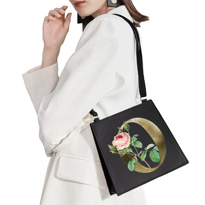 2022 Fashion Woman Μάρκα Golden Flower Commuter Τσάντα ώμου Αρχικό όνομα Μοτίβο γράμματος Τσάντα εκτύπωσης Τετράγωνη Γυναικεία Basic Tote Bag